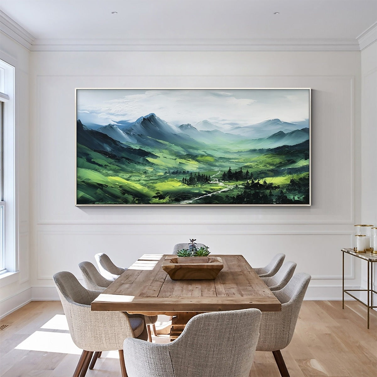 VERDANT VALLEY VISTA: Textured Abstract Landscape Oil Painting - Image 7