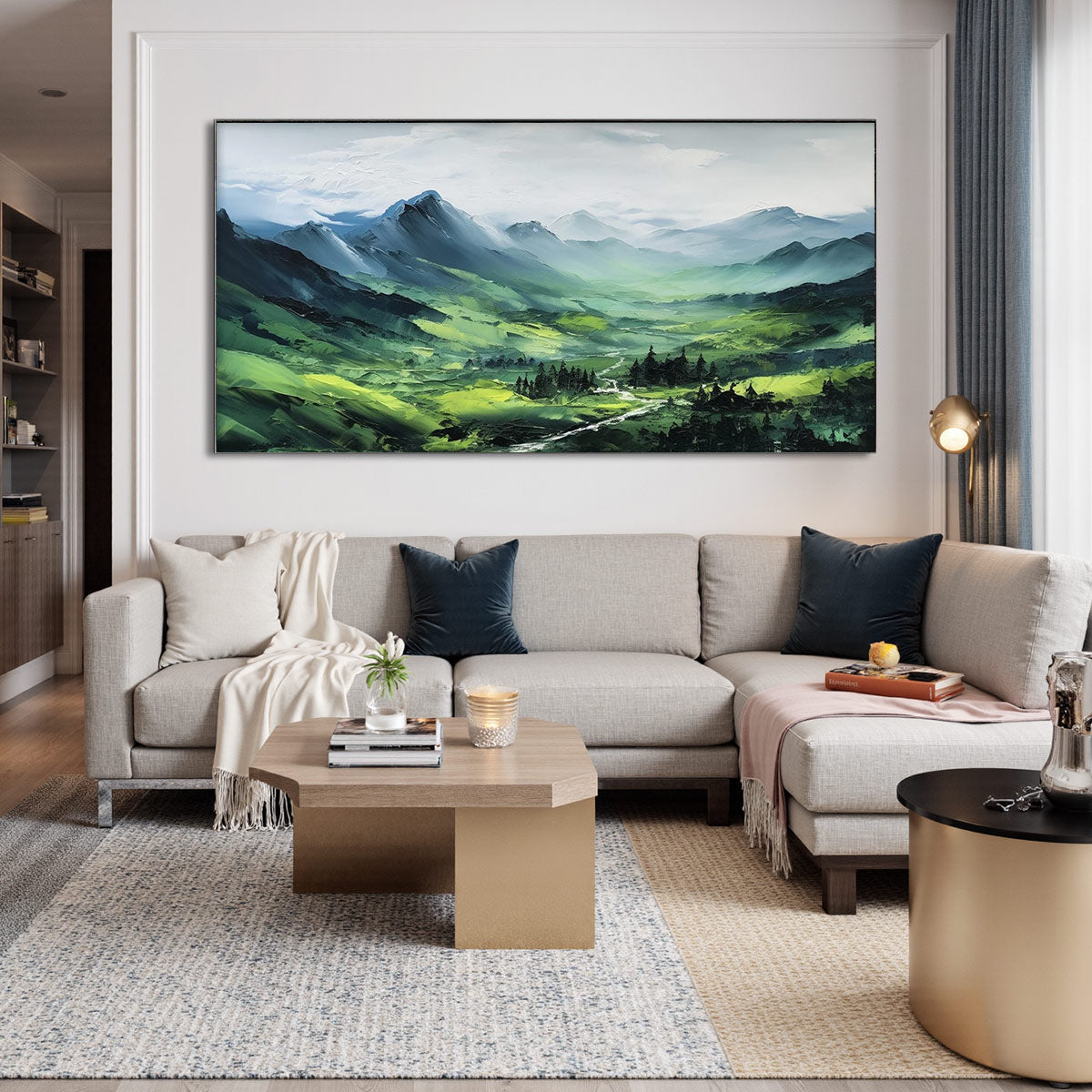 VERDANT VALLEY VISTA: Textured Abstract Landscape Oil Painting - Image 2