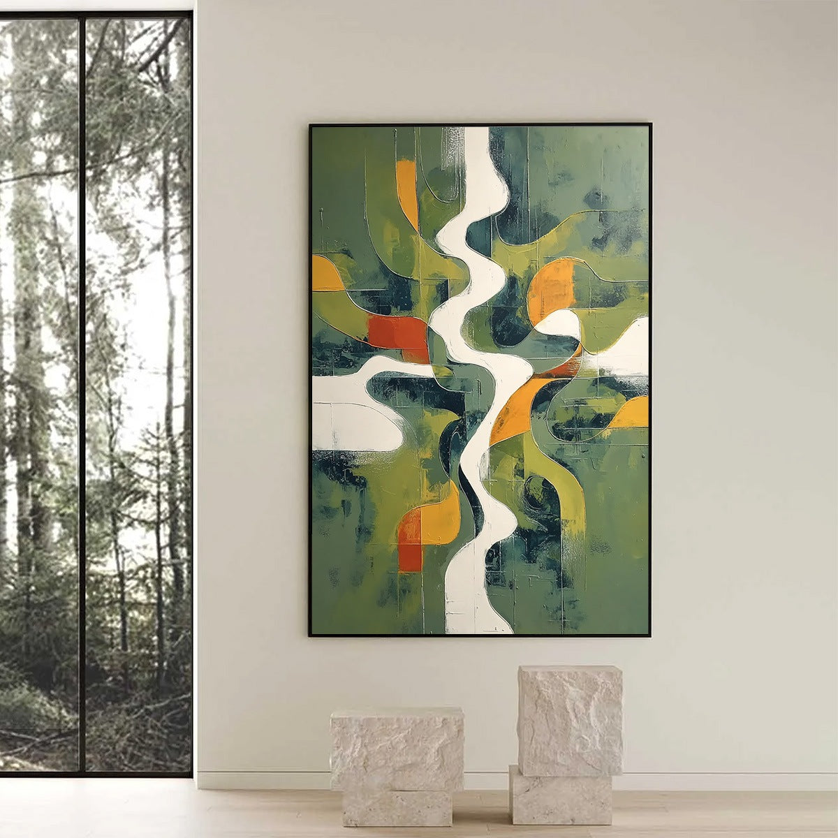 VERIDIAN FLOW: Textured Modern Abstract Landscape Painting - Image 6
