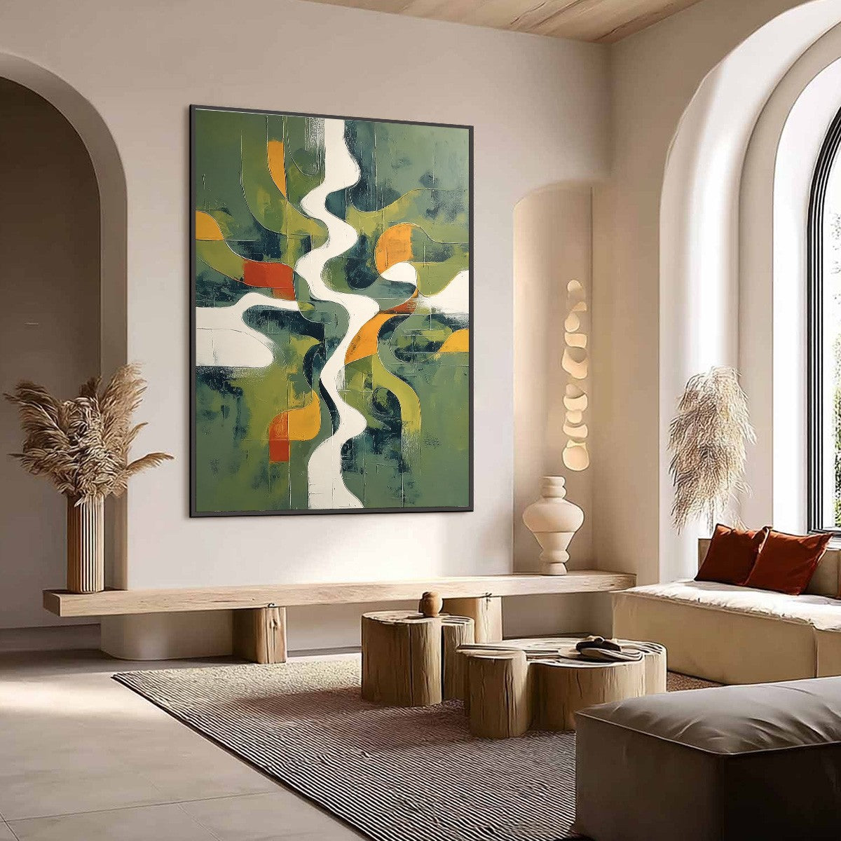 VERIDIAN FLOW: Textured Modern Abstract Landscape Painting - Image 7