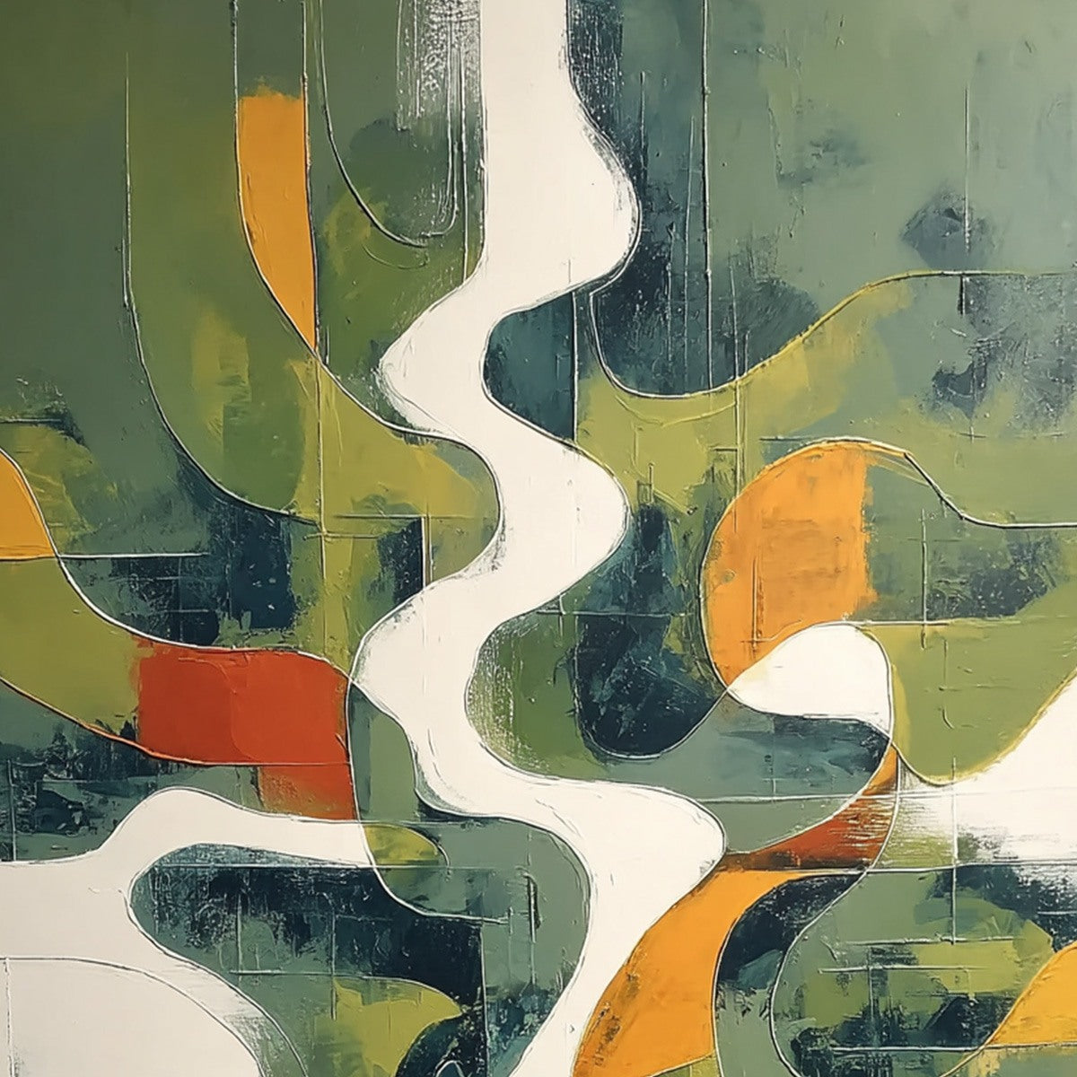 VERIDIAN FLOW: Textured Modern Abstract Landscape Painting - Image 3