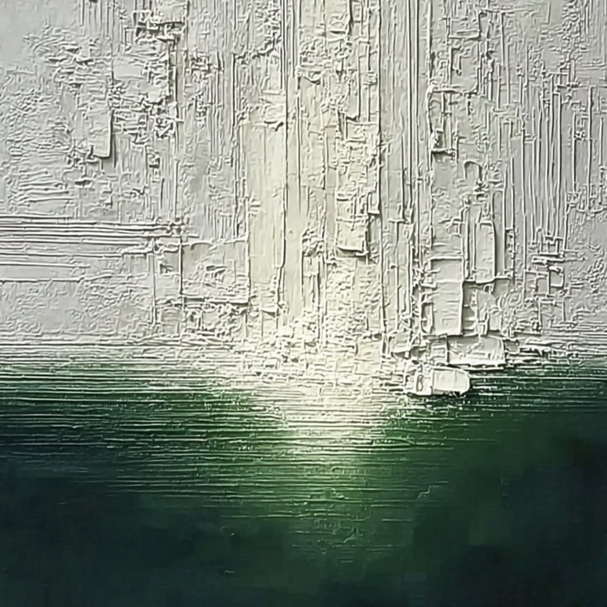 VERIDIAN HORIZON: Textured Wabi Sabi Abstract Landscape Painting - Image 3