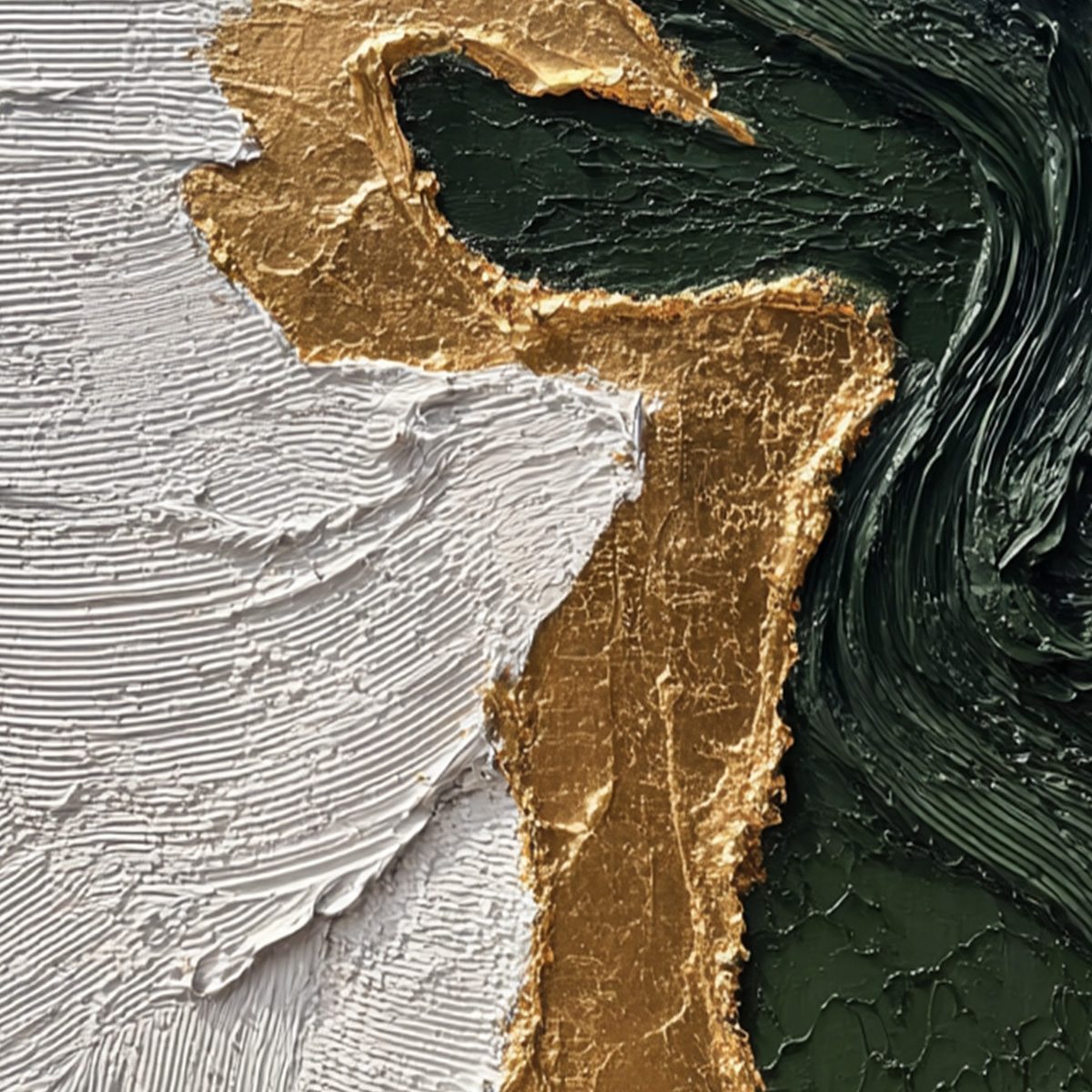 VERIDIAN RIFT: Large Vertical Textured Abstract Green and Gold Painting - Image 3