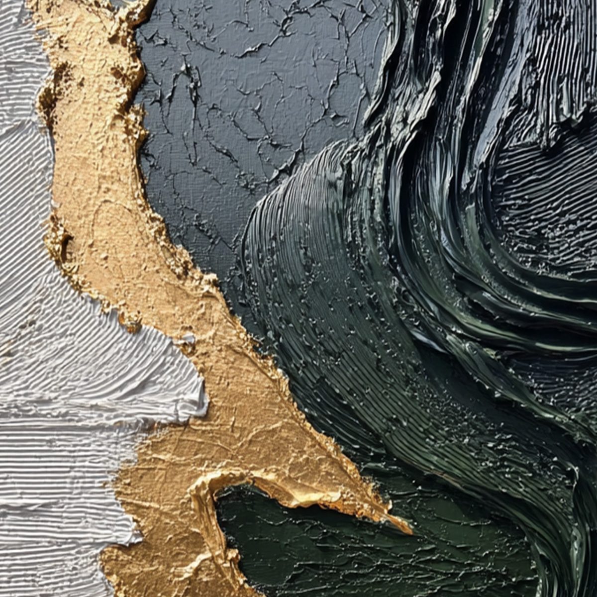 VERIDIAN RIFT: Large Vertical Textured Abstract Green and Gold Painting - Image 5