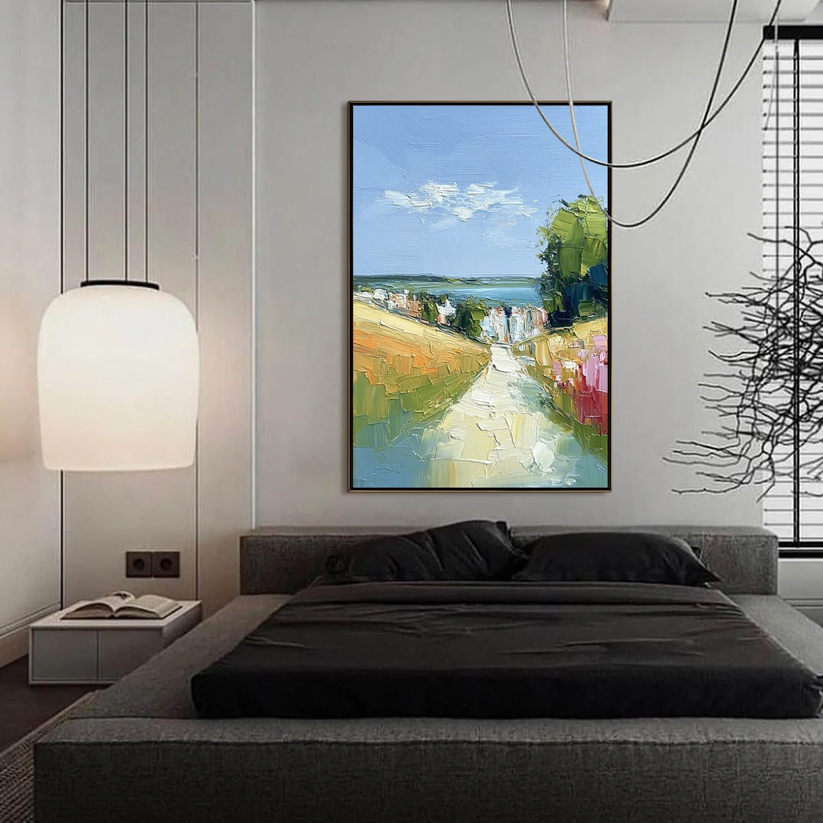 VIA AL MARE: Textured Impasto Painting of a Coastal Village Path - Image 4
