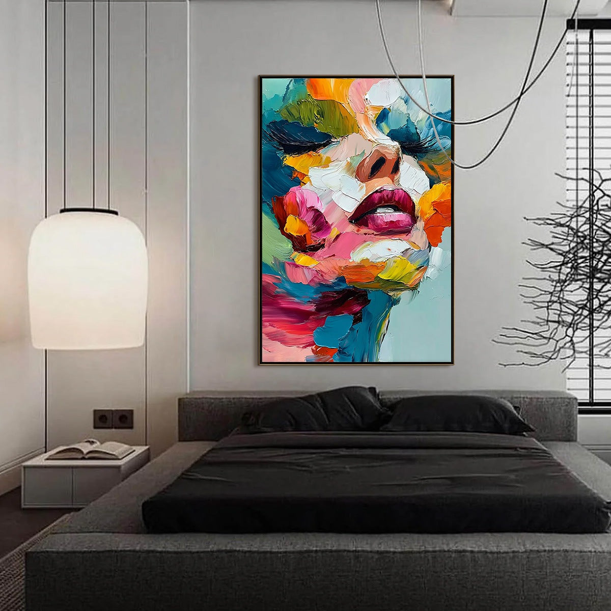 VIBRANT REPOSE: Colorful Abstract Portrait Impasto Oil Painting - Image 7