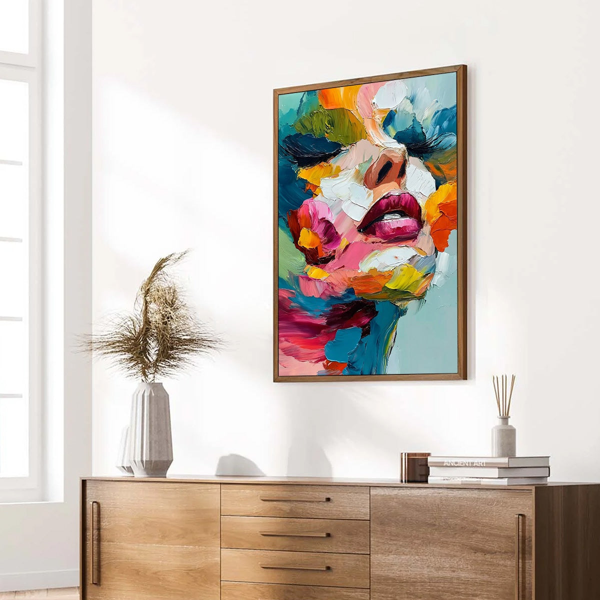 VIBRANT REPOSE: Colorful Abstract Portrait Impasto Oil Painting - Image 8
