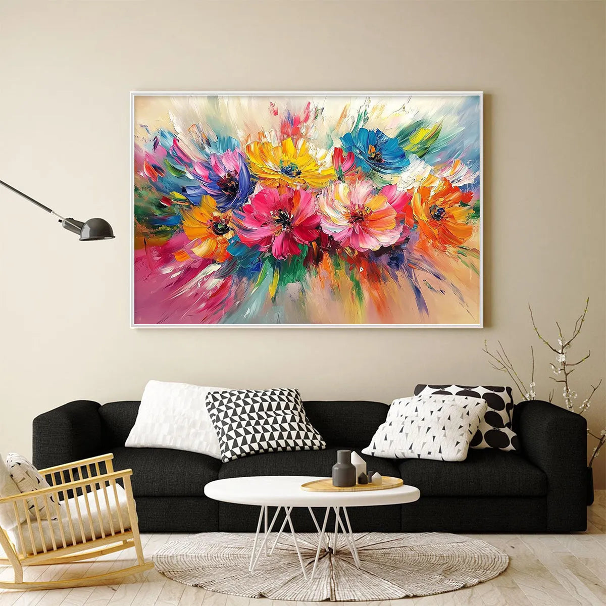 VIBRANT BLOOM: Impasto Floral Oil Painting in Vibrant Multicolor - Image 3