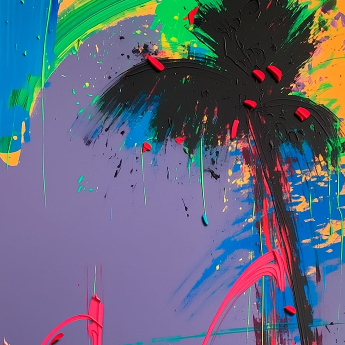 VICE CITY: Vibrant Abstract Impasto Painting of a Night Drive - Image 3