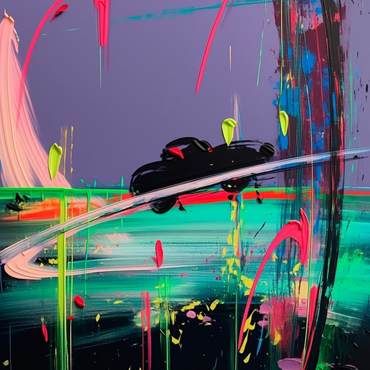 VICE CITY: Vibrant Abstract Impasto Painting of a Night Drive - Image 5