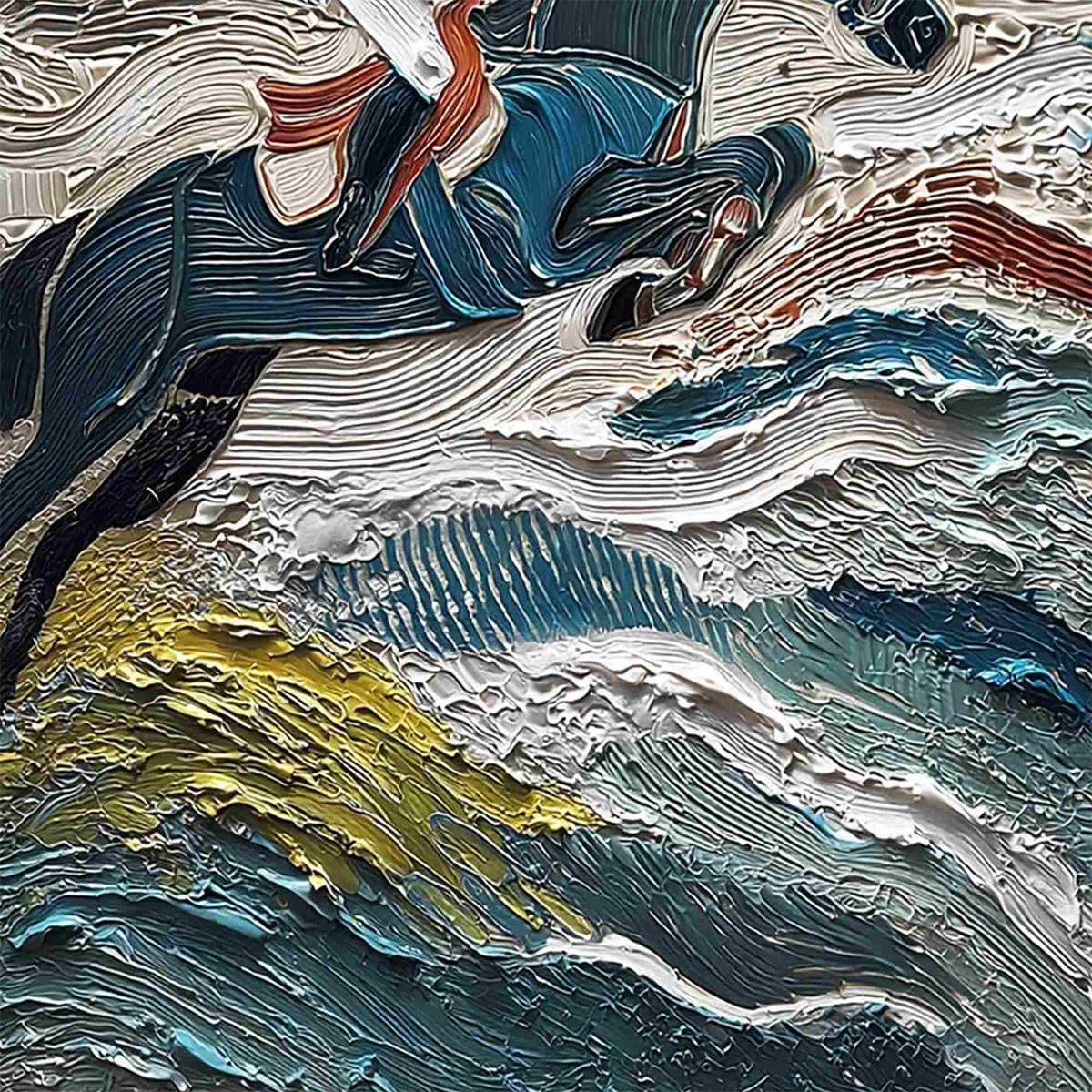 VICTORY'S EDGE: Heavily Textured Impasto Equestrian Sports Painting - Image 5
