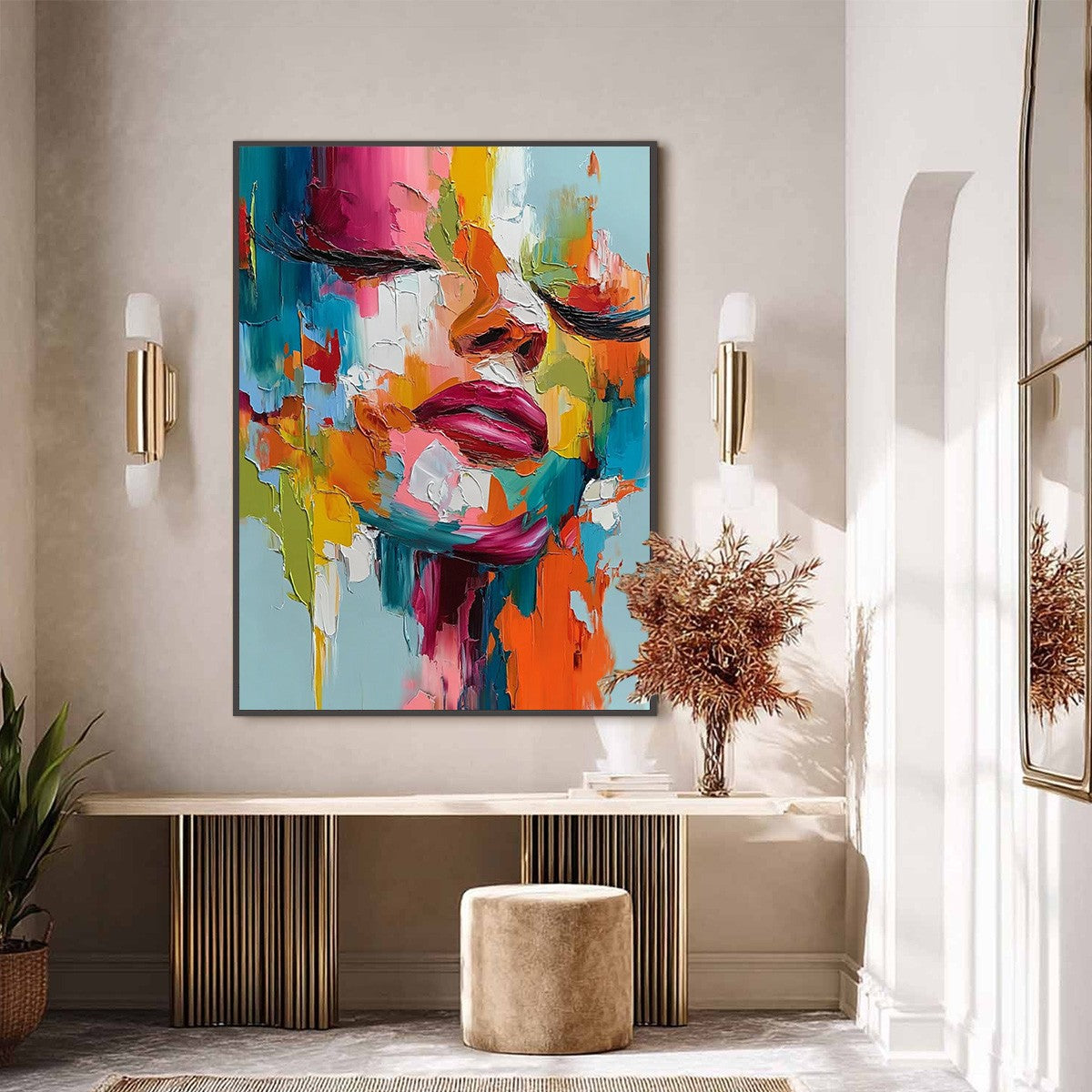 VIVID DREAM: Colorful Abstract Impasto Portrait Painting - Image 2