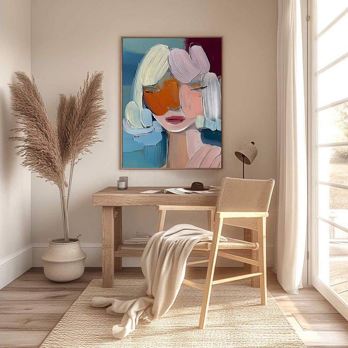 VIVID MUSE: Textured Abstract Portrait Palette Knife Oil Painting - Image 6