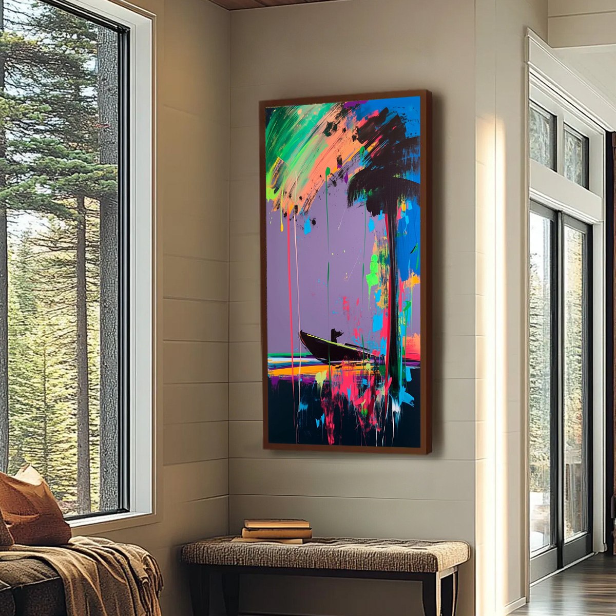 VIVID VOYAGE: Colorful Vertical Abstract Seascape Painting - Image 6