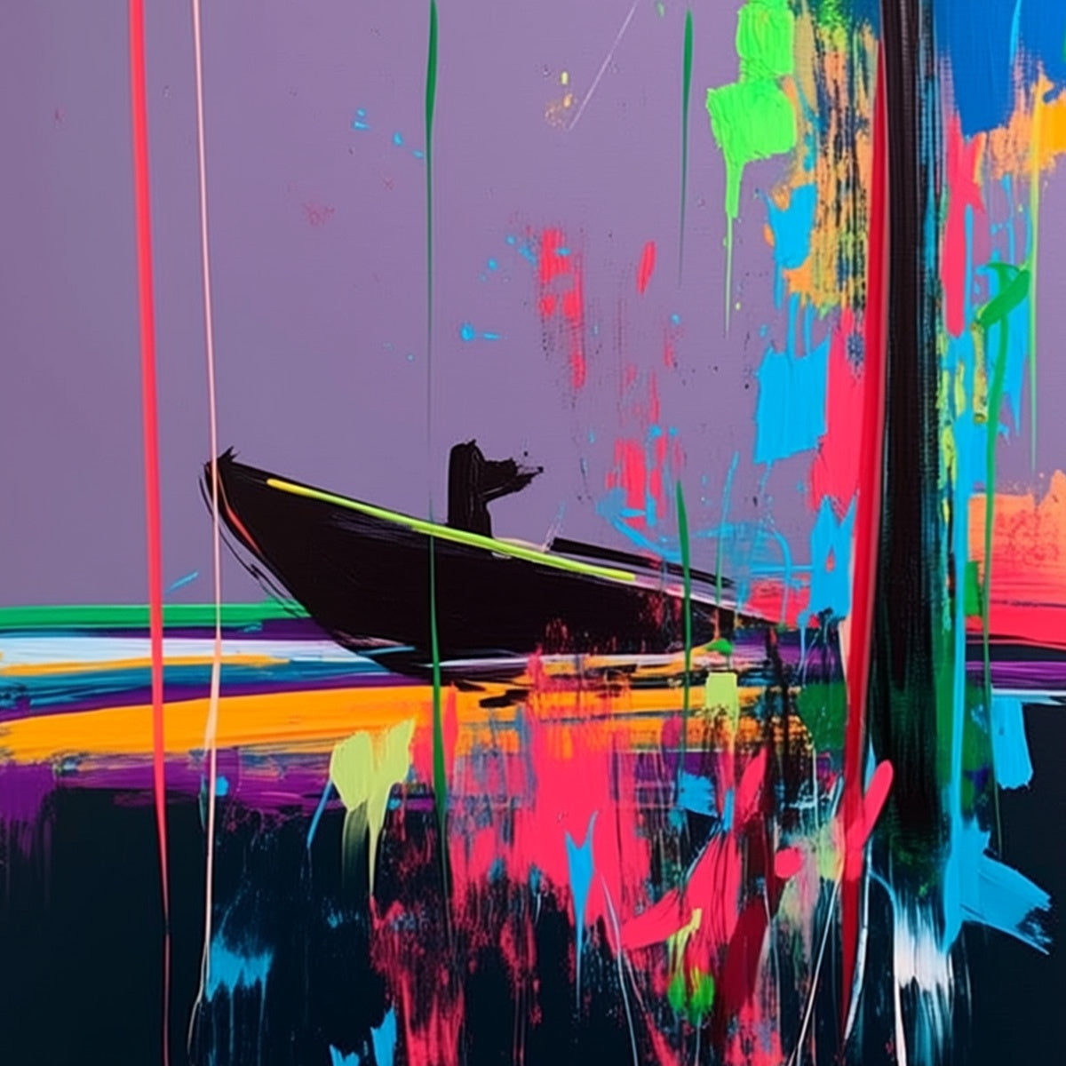 VIVID VOYAGE: Colorful Vertical Abstract Seascape Painting - Image 5
