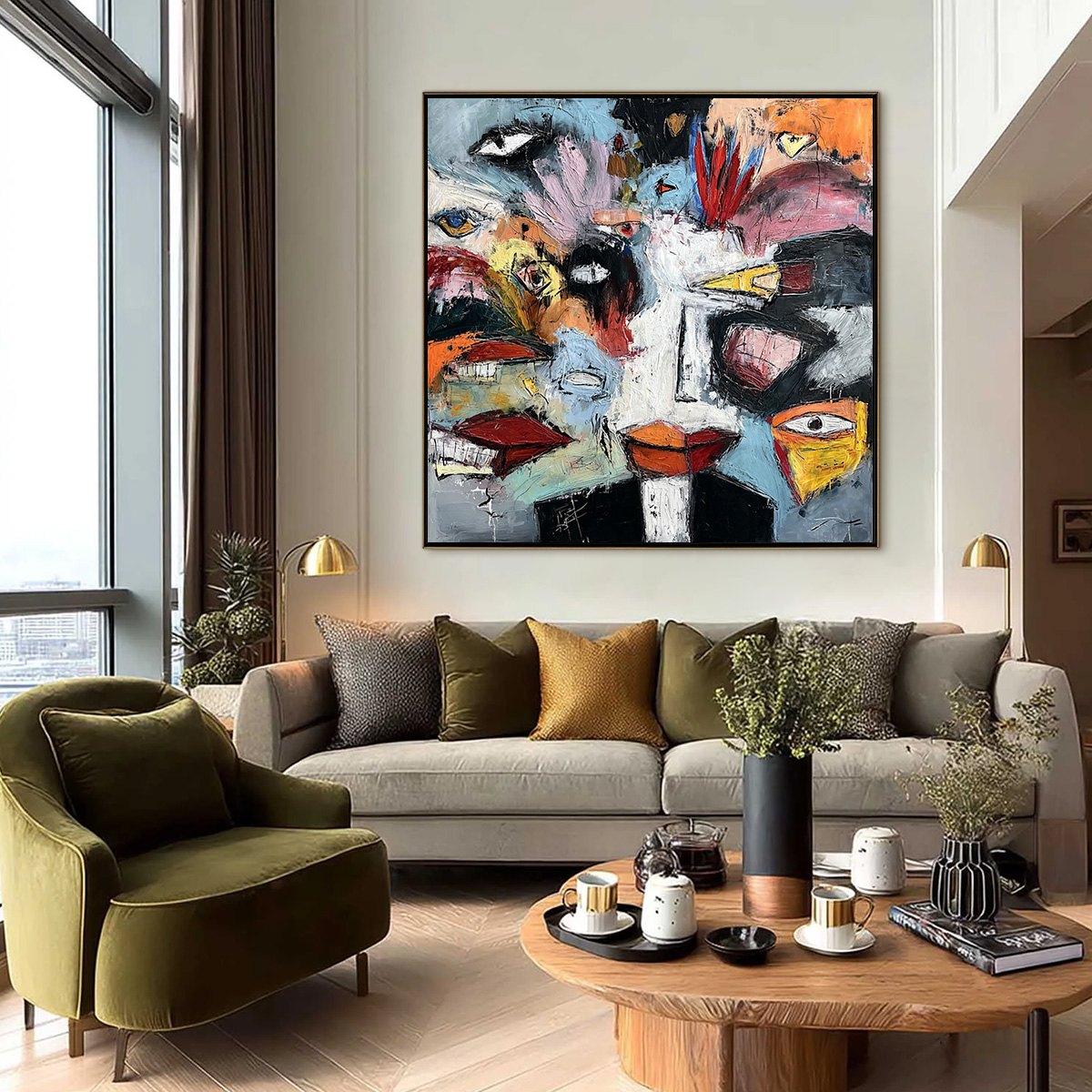 VOICES IN THE ROOM: Bold Square Abstract Impasto Portrait Painting - Image 2