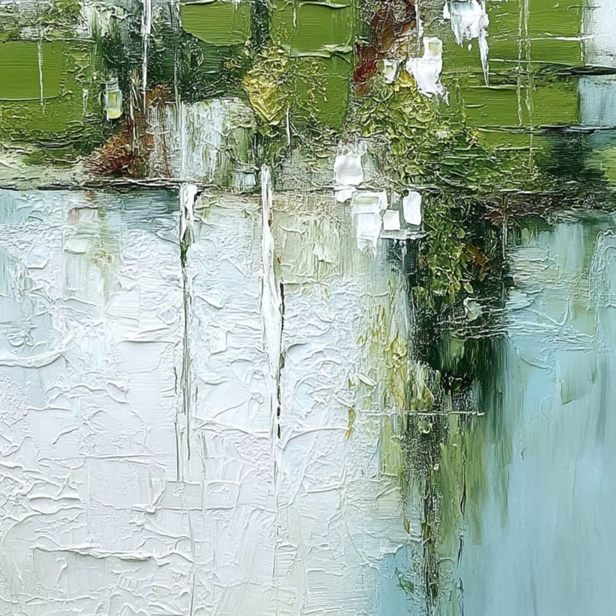 Verdant Echo | Green Abstract Textured Oil Painting for Wall - Image 5