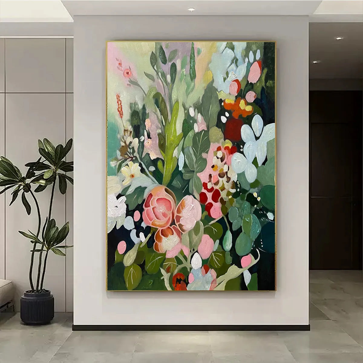 SECRET GARDEN: Vertical Floral Painting in Vibrant Colors - Image 2