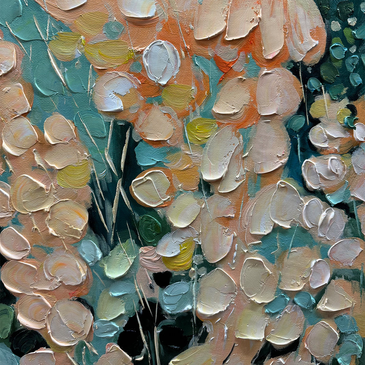 SECRET GARDEN: Vertical Abstract Floral Painting, Textured Green and Pink Garden, Living Room, Bedroom, Dining Room - Image 5