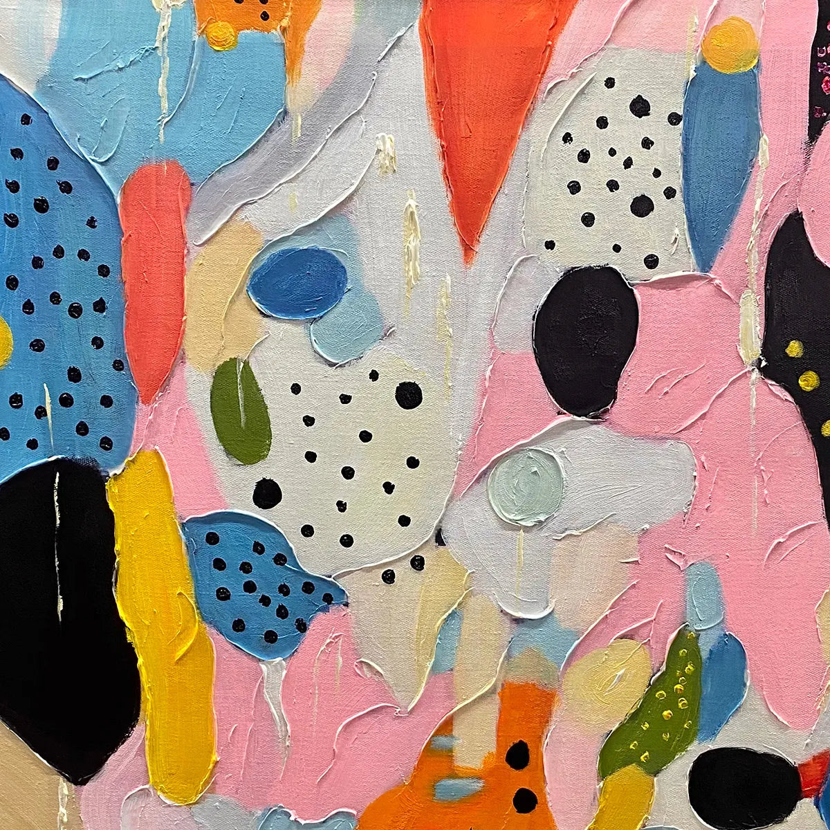 CONFETTI DREAMS: Vertical Abstract Painting in Vibrant Pink and Multicolor - Image 3