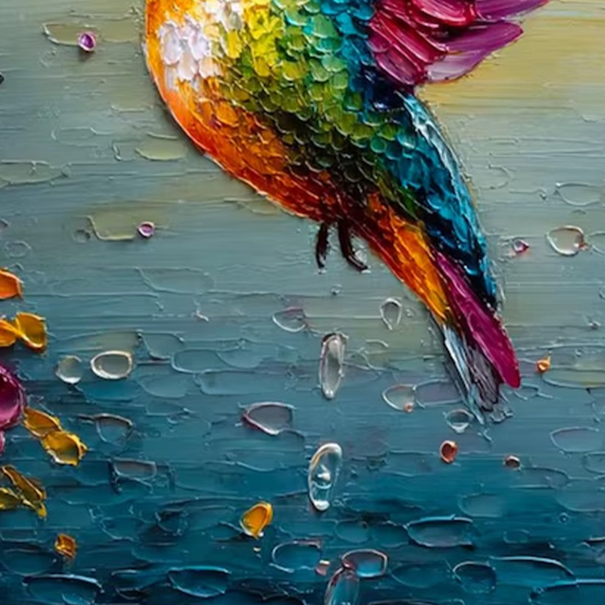 NECTAR FLIGHT: Vibrant Impressionist Hummingbird Floral Oil Painting - Image 3