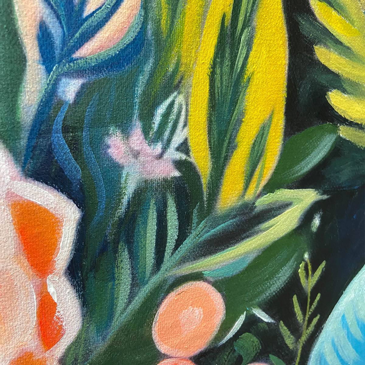 MIDNIGHT GARDEN: Vibrant Floral Boho Oil Painting - Image 5