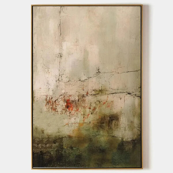 WABI SABI TERRAIN: Textured Abstract Landscape Painting, Vertical Wall Art