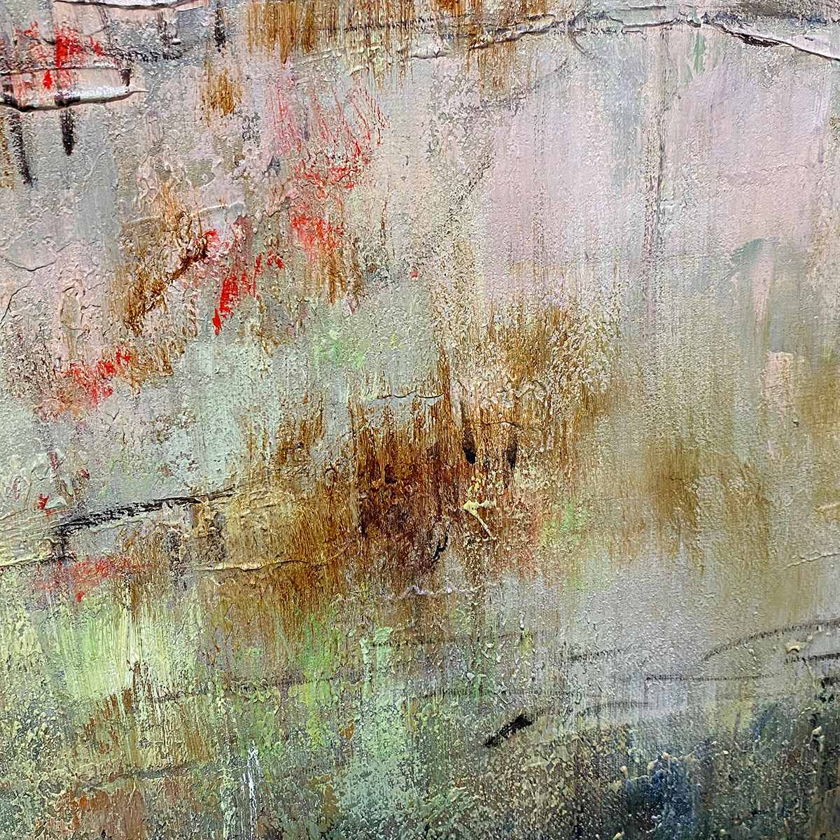 WABI SABI TERRAIN: Textured Abstract Landscape Painting, Vertical Wall Art - Image 3