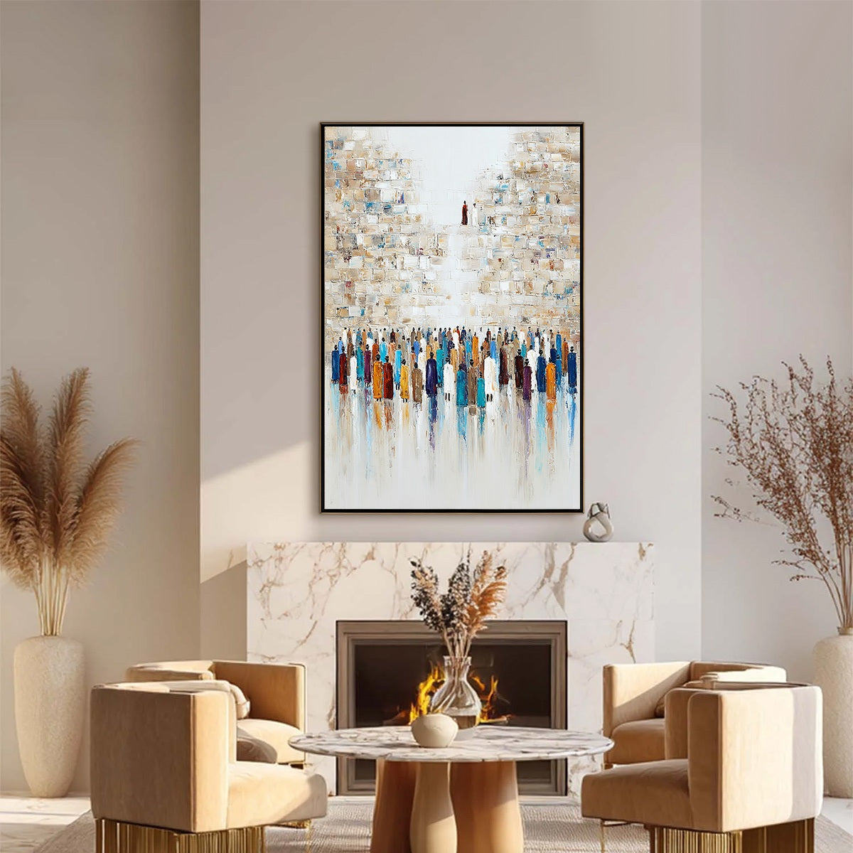 WALL OF AGES: Textured Impasto Painting of a Historic Pilgrimage - Image 4