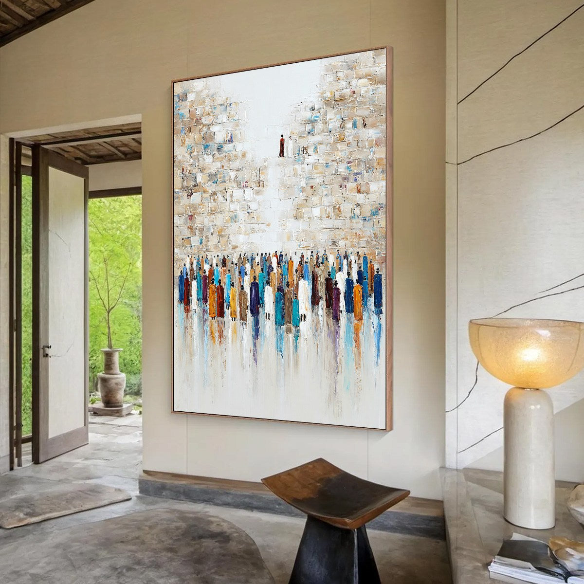WALL OF AGES: Textured Impasto Painting of a Historic Pilgrimage - Image 7