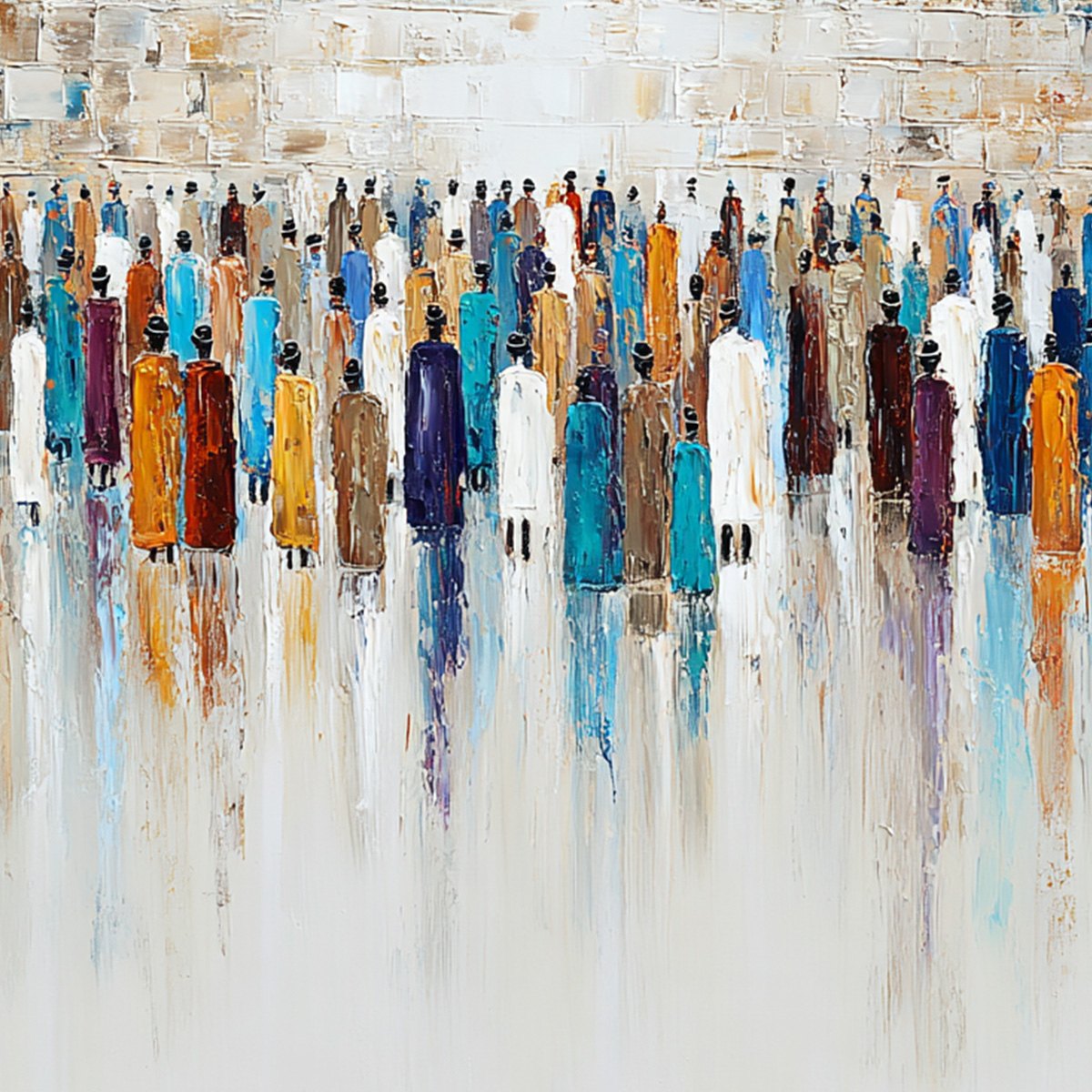 WALL OF AGES: Textured Impasto Painting of a Historic Pilgrimage - Image 3
