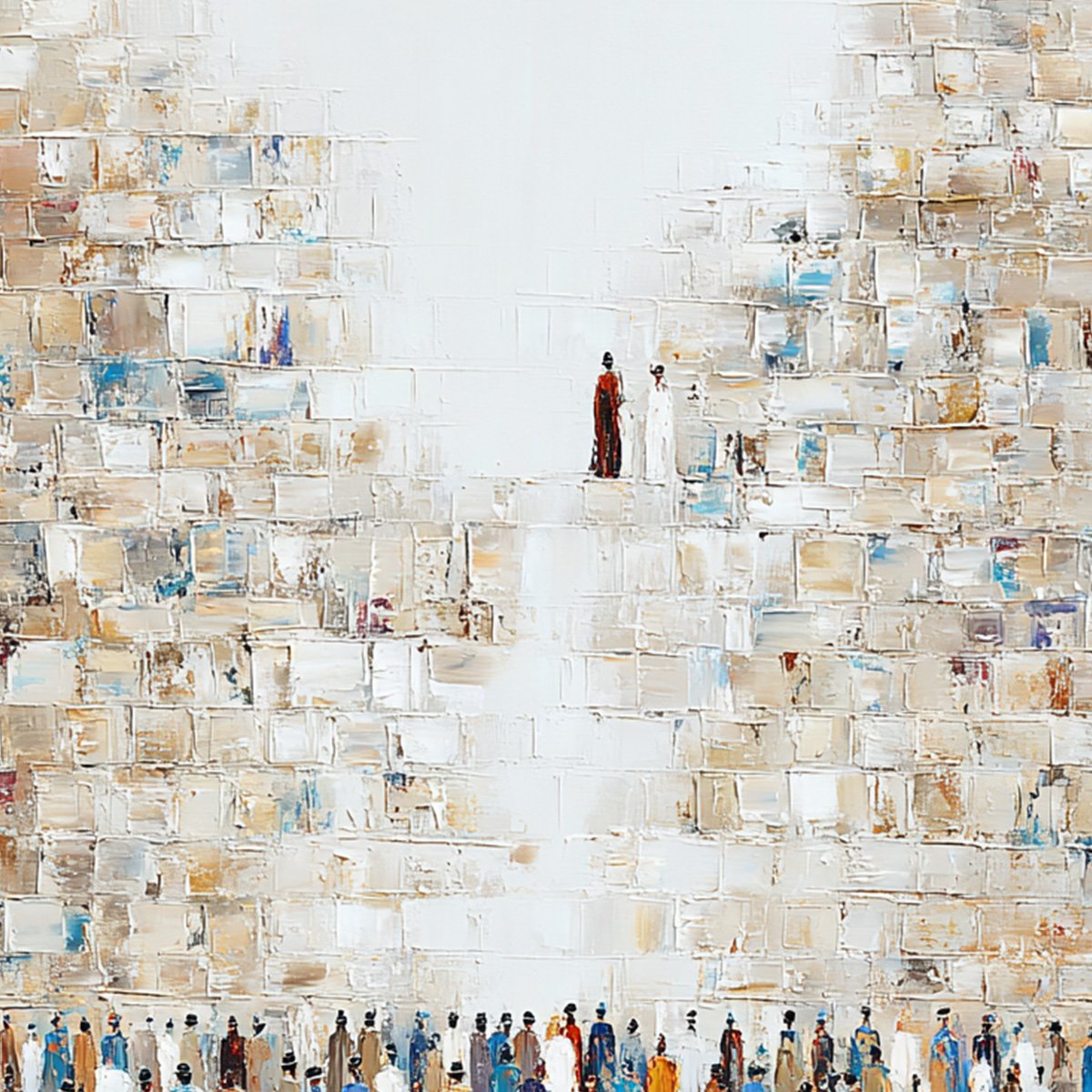 WALL OF AGES: Textured Impasto Painting of a Historic Pilgrimage - Image 5