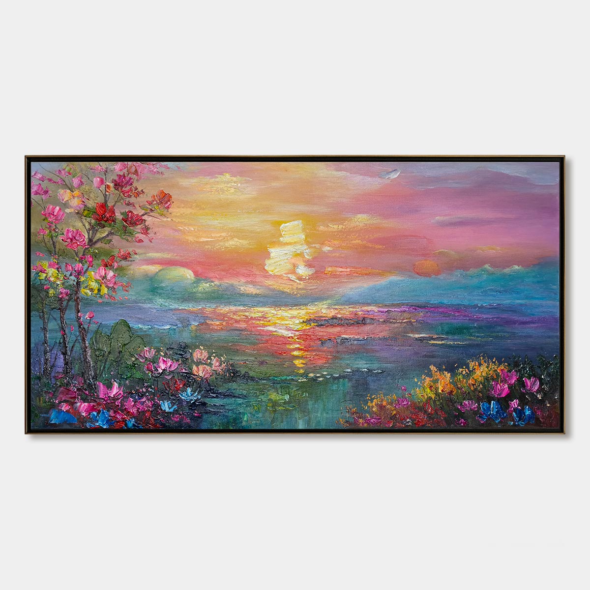 Ready to Ship | Watercolor Sunset | 20''x40'' | 50x100cm | Frameless - Image 3