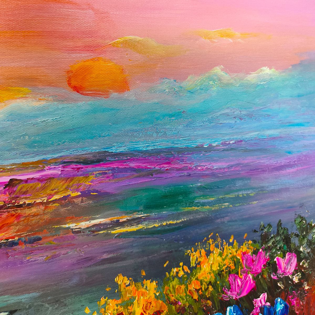 Ready to Ship | Watercolor Sunset | 20''x40'' | 50x100cm | Frameless - Image 5