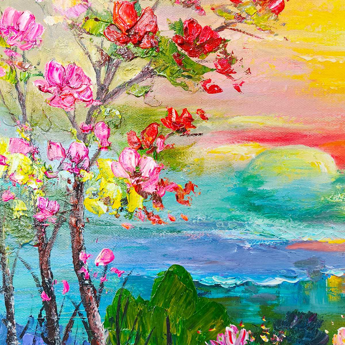 Ready to Ship | Watercolor Sunset | 20''x40'' | 50x100cm | Frameless - Image 2