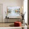 WATERFRONT VIBRANCY: Textured Abstract Cityscape Oil Painting on Canvas