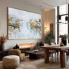 WATERFRONT VIBRANCY: Textured Abstract Cityscape Oil Painting on Canvas
