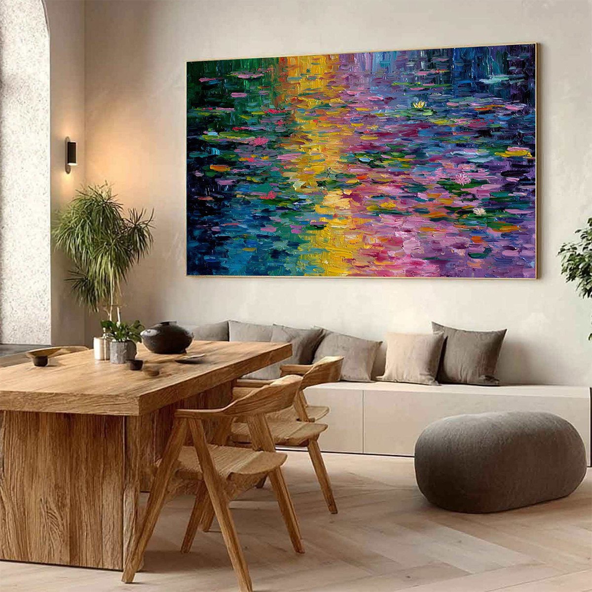 WATERLILY SERENADE: Colorful Abstract Water Lilies Impasto Oil Painting - Image 7