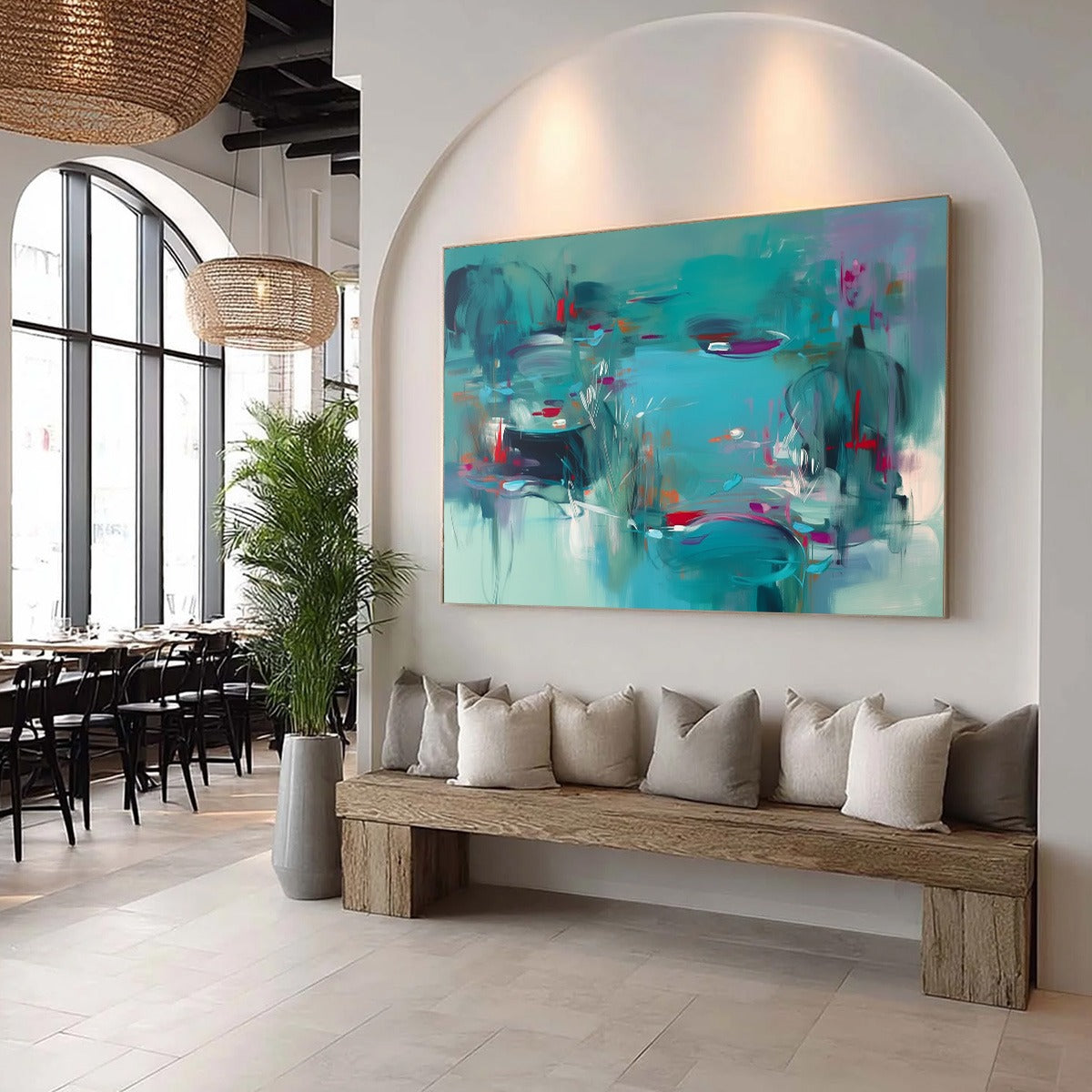 WATERLILY SERENADE: Vibrant Abstract Water Lilies Wall Art - Image 8