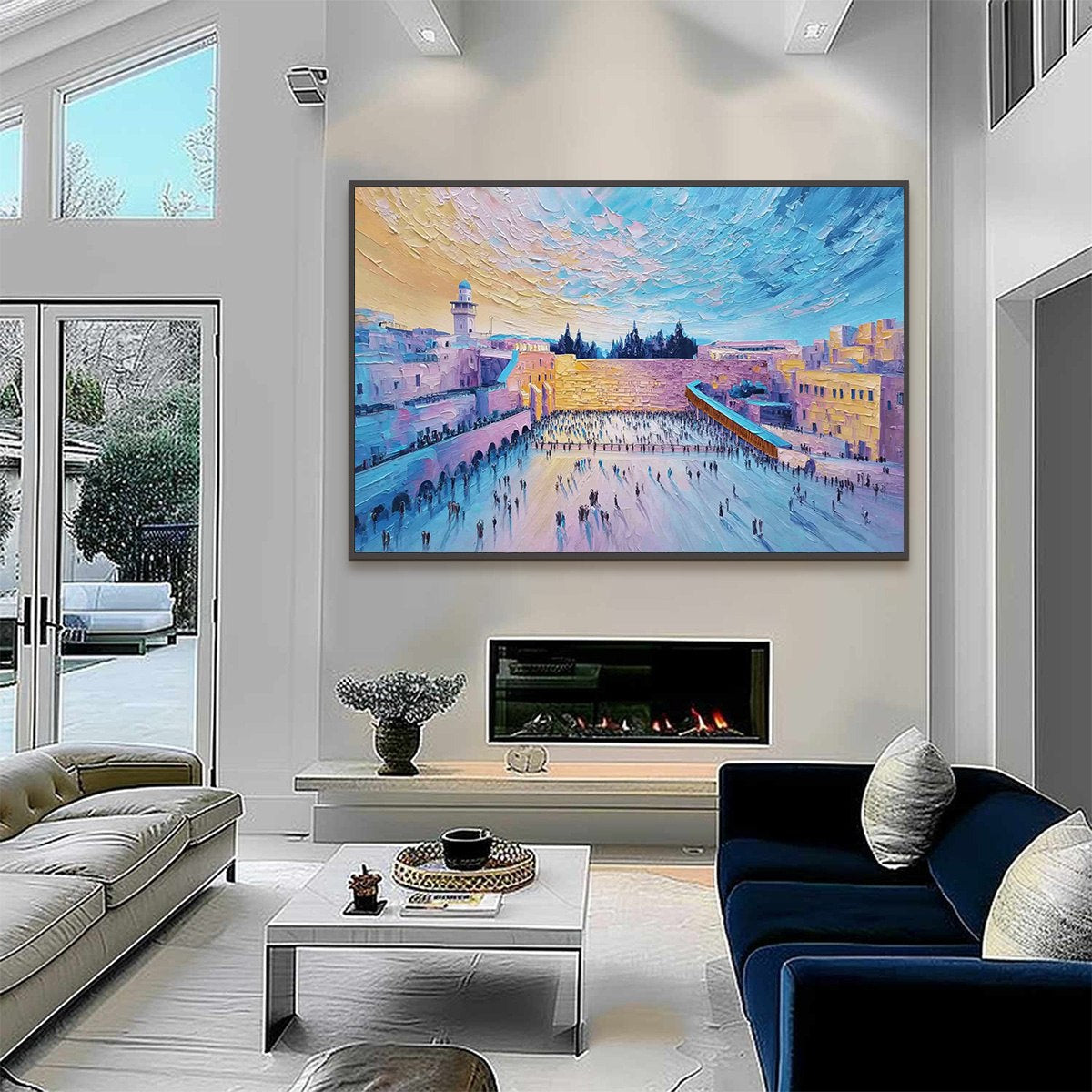WESTERN WALL'S EMBRACE: Heavily Textured Impasto Jerusalem Cityscape Painting - Image 4