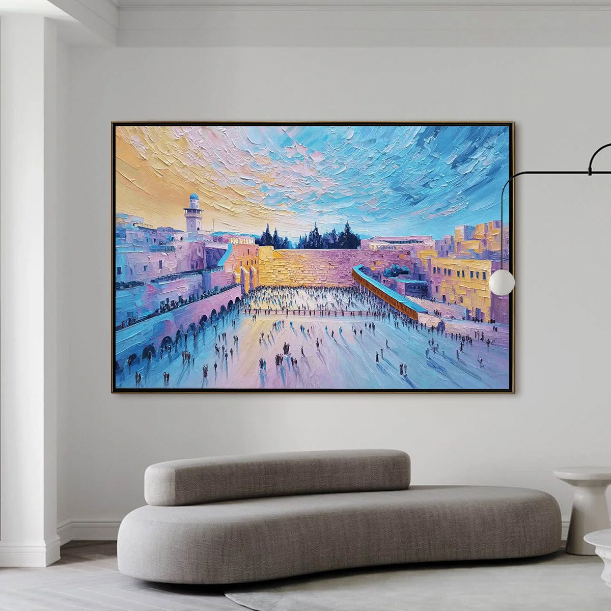 WESTERN WALL'S EMBRACE: Heavily Textured Impasto Jerusalem Cityscape Painting - Image 6