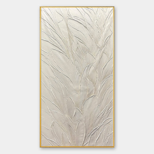 WHISPERED WINDS: Textured Minimalist Oil Painting in Off-White