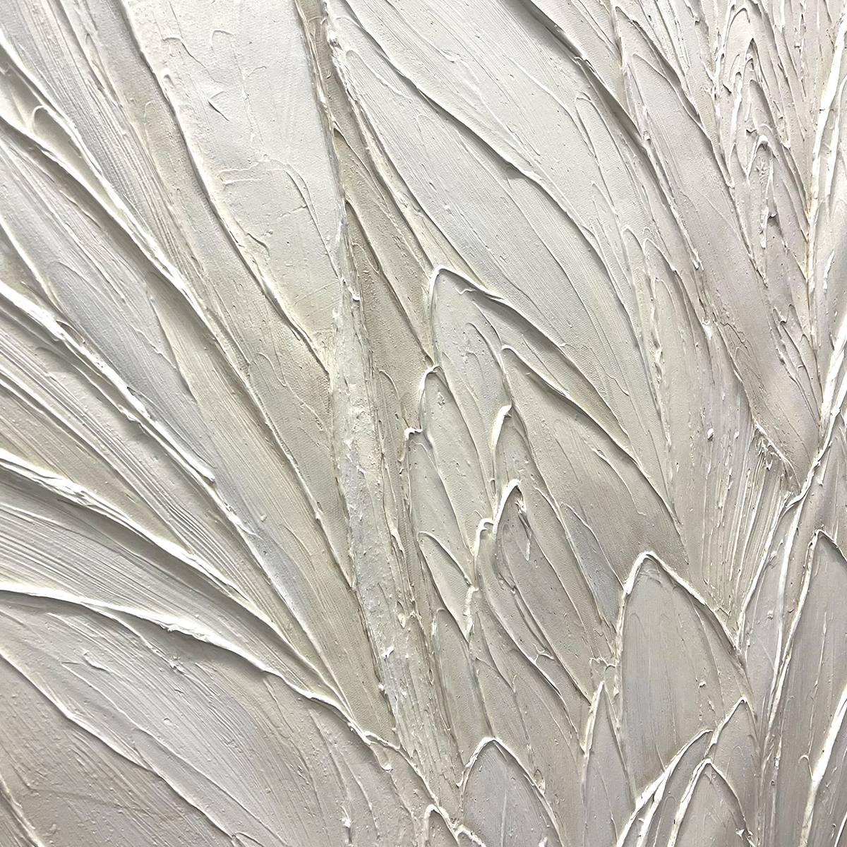 WHISPERED WINDS: Textured Minimalist Oil Painting in Off-White - Image 3