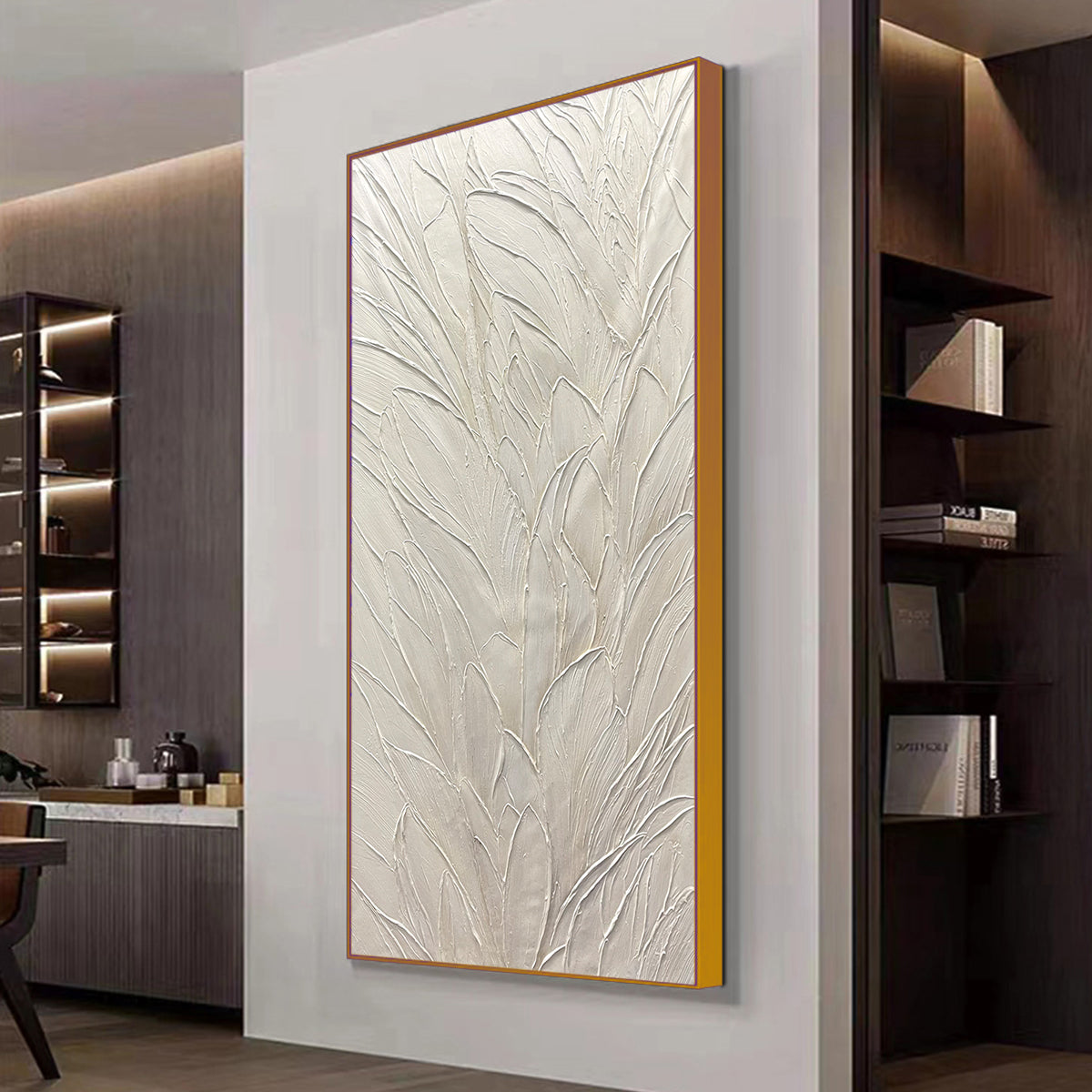 WHISPERED WINDS: Textured Minimalist Oil Painting in Off-White - Image 4