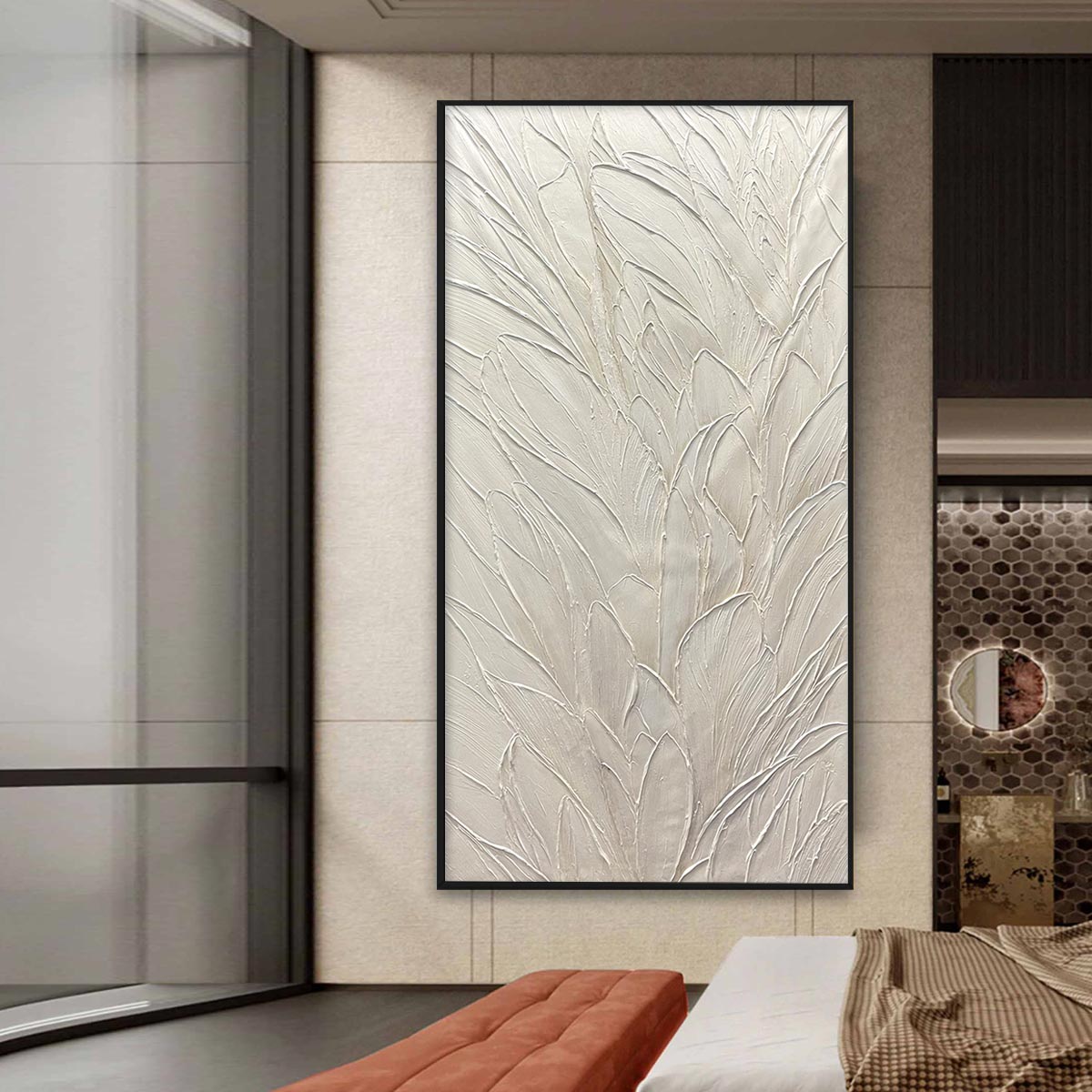 WHISPERED WINDS: Textured Minimalist Oil Painting in Off-White - Image 6
