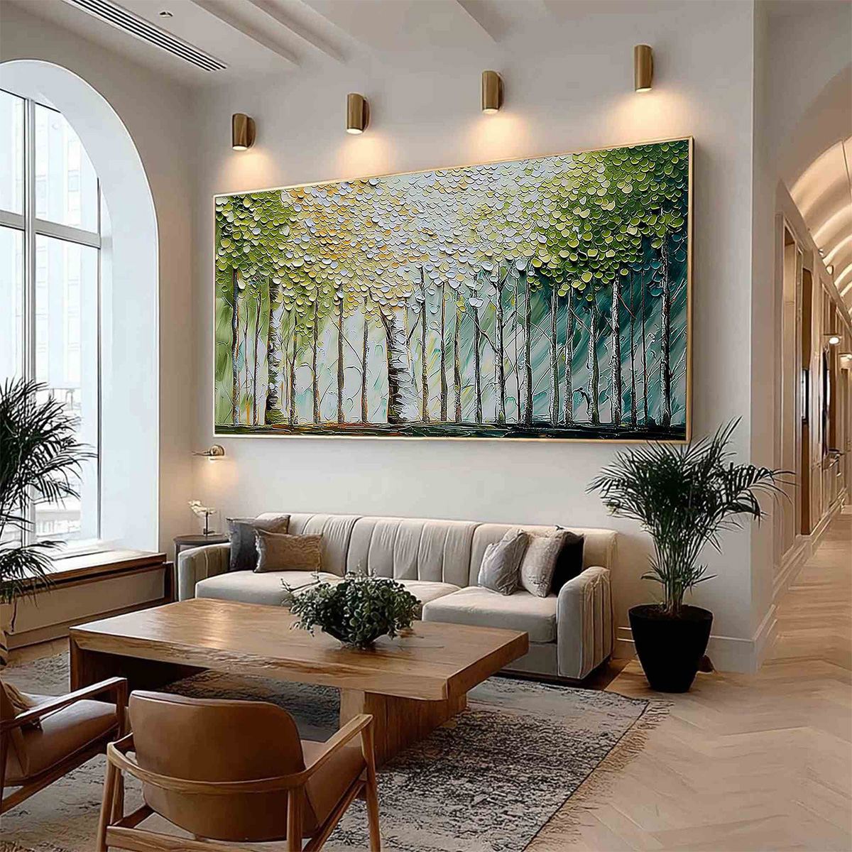 WHISPERING GROVE: Textured Impasto Birch Tree Forest Landscape Painting - Image 7