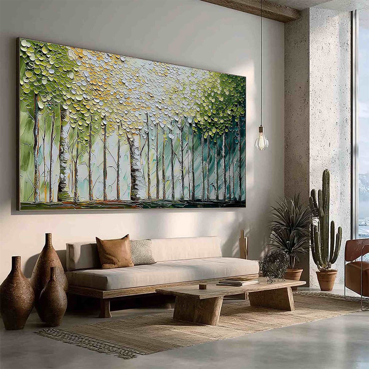 WHISPERING GROVE: Textured Impasto Birch Tree Forest Landscape Painting - Image 8