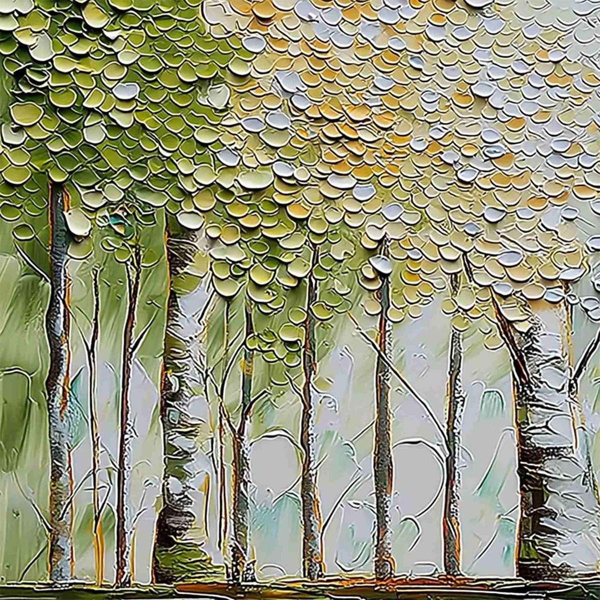 WHISPERING GROVE: Textured Impasto Birch Tree Forest Landscape Painting - Image 3