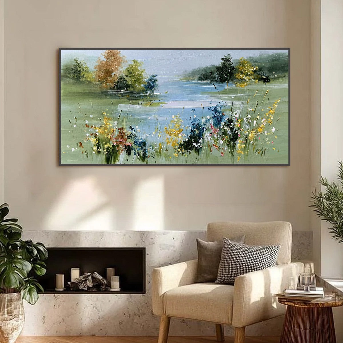 WHISPERING MEADOW: Textured Impasto Wildflower Landscape Painting - Image 2