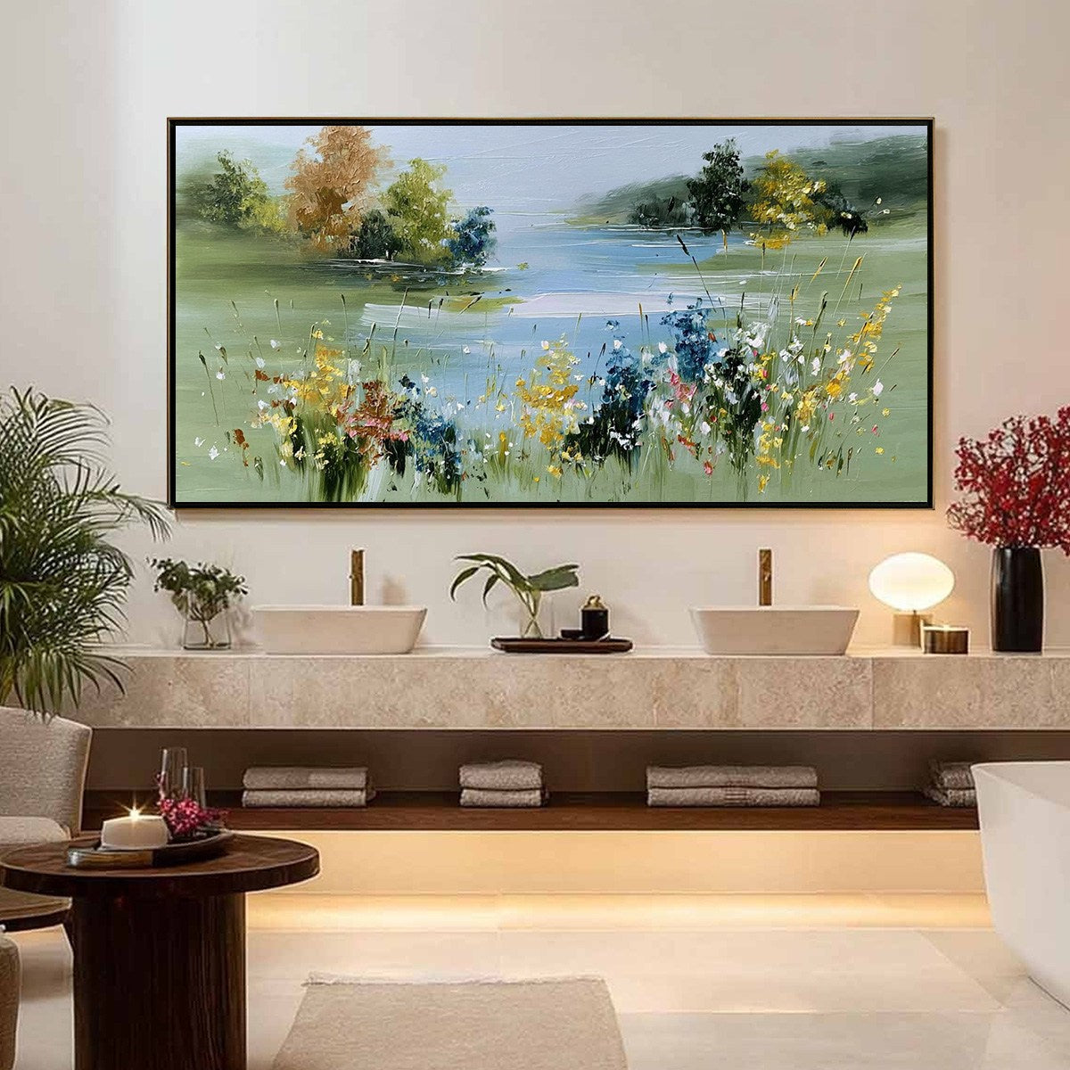WHISPERING MEADOW: Textured Impasto Wildflower Landscape Painting - Image 4
